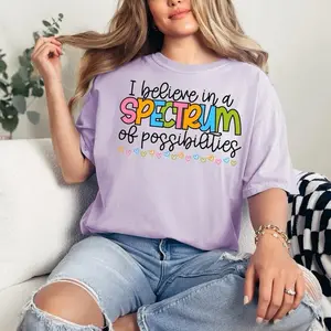 Spectrum of Possibilities T-shirt Comfort Colors Summer Everyday Style Shirtsleeve casual comfortable super soft relaxed fit unisex Sizing womenswear Streetwear  vintage Crewneck Printed Loose Autism, Acceptance, Awareness, Inclusion