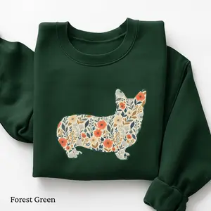 Corgi Mama Sweatshirt - Floral Boho Style Gift for Corgi Lovers, Cozy Dog Mom Crew