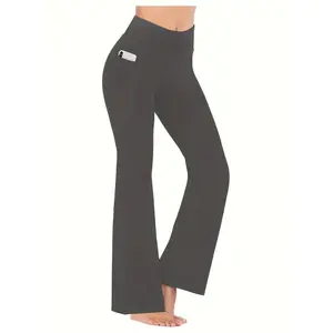 Women'S Flared Pants with Pockets, High-Waisted Yoga Pants for Fitness And Casual Wear, Designed to Shape The Waist.