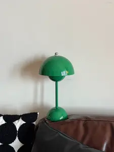 Flowerpot Lamp Modern Flower Bud 12" Cordless Touch Dimmable 2600mAh Rechargeable Desk Lamps Nordic Minimalist Mushroom Lamps Retro Nightstand Bedside Lamp for Bedroom Living Room