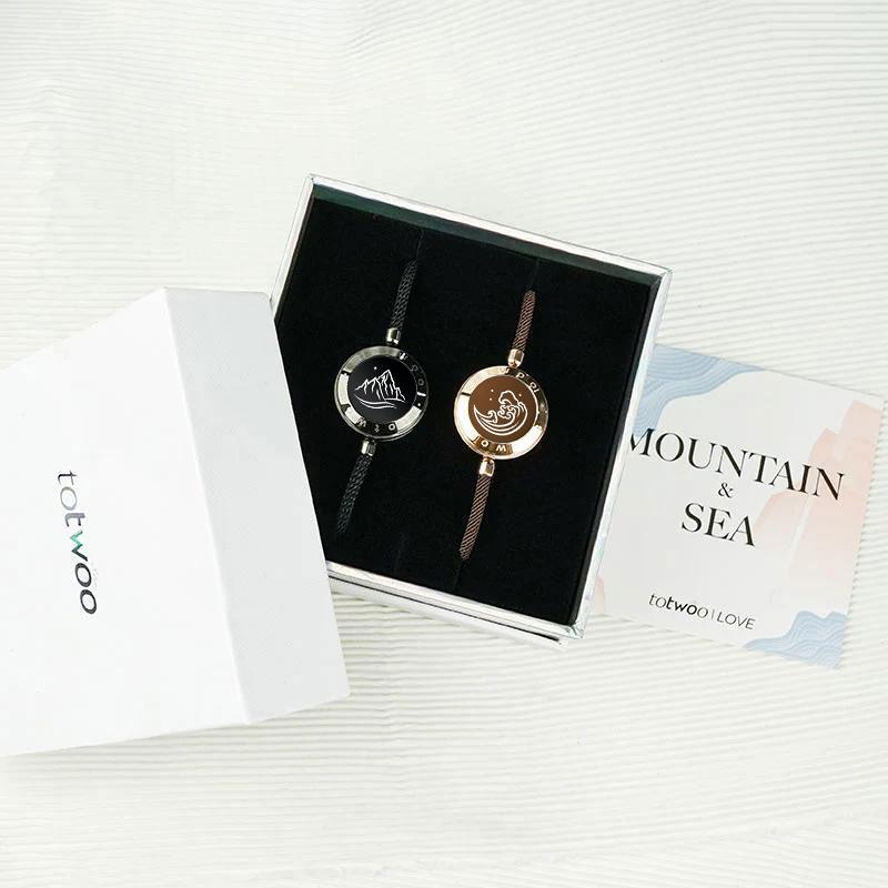 【emotional smart jewelry】totwoo Mountain&Sea  Long Distance Touch Bracelets  Functional Love Connect Gift For Boyfriend or Girlfriend or your Family