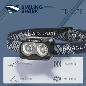 【TD-0173】Smilingshark multifunctional headlights, induction function, stable clip, not easy to fall off, built -in battery, humanized headband design to meet your daily use needs!
