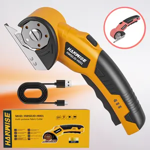 Electric scissors, cardboard cutter, rotary cutter, safety lock, and LED lighting, suitable for cutting leather, carpets, plastics, and cardboard, suitable for DIY, workshop, and handicraft production. Wireless power tools are available in pink and yellow