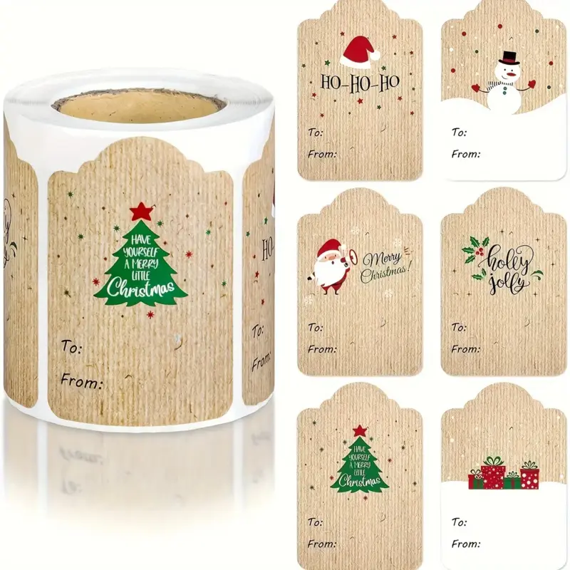 600-piece Christmas sticker set - Peel-and-stick Santa-themed self-adhesive labels, suitable for gifts, party gifts and home decoration, perfectly applicable for holiday wine bottle decoration and gift packaging