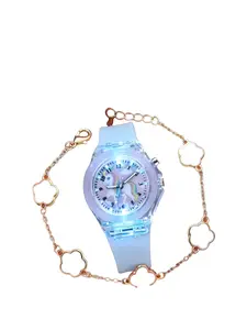 Cute Unicorn Watch Set for Boys Girls, Glowing Pony Quartz Watch & Clover Bracelet, Perfect Gift for Birthdays Valentine's Day Easter Wristwatch