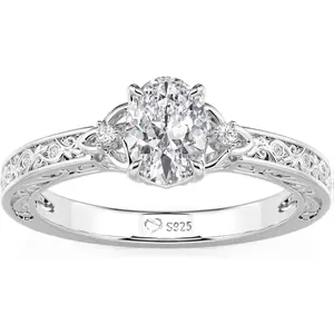 Jeulia 1.25 ct Moissanite Engagement Ring for Women,925 Sterling Silver Celtic Knot Floral Wedding Band D Color VVS1, Anniversary Valentines Promise Gift for Her with Box