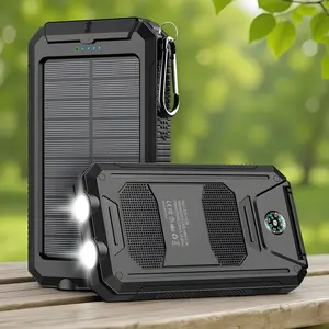 Portable Solar Charger 10000mah LED Lighting Waterproof Mobile Power Bank, Fast Charging USB-C Input Compass Outdoor Power Supply#USBcFastCharging#LEDFlashlight#CompassPowerBank#OutdoorCharger#PortableCharger#EmergencyPower#CampingGear#HikingEssent