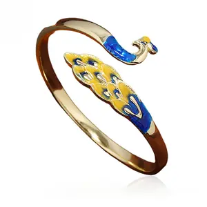 Elegant Peacock Open Cuff Bracelet Silver Tone Vintage Cloisonne Art Inspired Bangle Handmade Cultural Jewelry for Women Gift 21g Luxurious Statement Piece