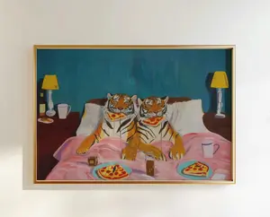 Wall Art Tiger Pizza Print: Dopamine Decor