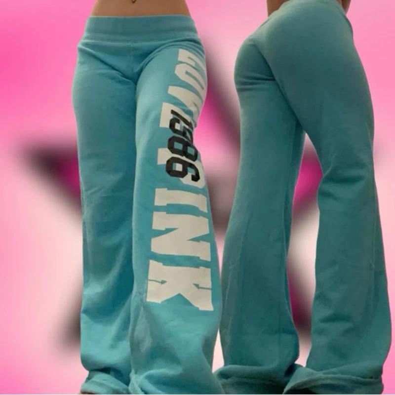2000s American retro letter print casual trousers versatile hot - TikTok Shop
