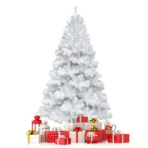 5-7FT Artificial White Christmas Tree with Solid Metal Stand & 450-1000 Branches for New Year Party Christmas Decorations Indoor and Outdoor 150/180/210cm Christmas Tree White, Easy Assembly