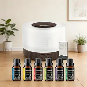 Large Ultrasonic Aromatherapy Diffuser with Humidifier, Timer & 7 Color Lights – Includes 6 Fragrance Oils for Home Office Yoga