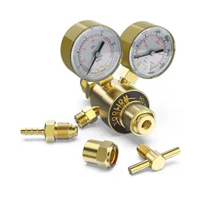 TOOLIOM Argon CO2 Regulator Dual Gauge, Welding Gas Regulator for MIG and TIG, CGA580 Inlet Connection, 0-4000 PSI Input Pressure