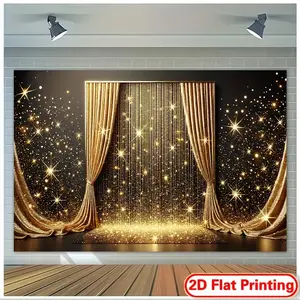 Gold Curtain Tapestry Luxury Backdrop Shimmering Star Theme Wall Hanging Photography Background for Party Decoration Living Room Bedroom Indoor Outdoor Event Decor Polyester