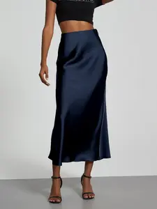 2026 Hot Selling Womens Satin Skirts Casual Silk Midi SkirtHigh Waisted Long Skirts Zipper Elegant Work Skirts forWomen High Waist Skirt Elegant Midi Skirt Satin