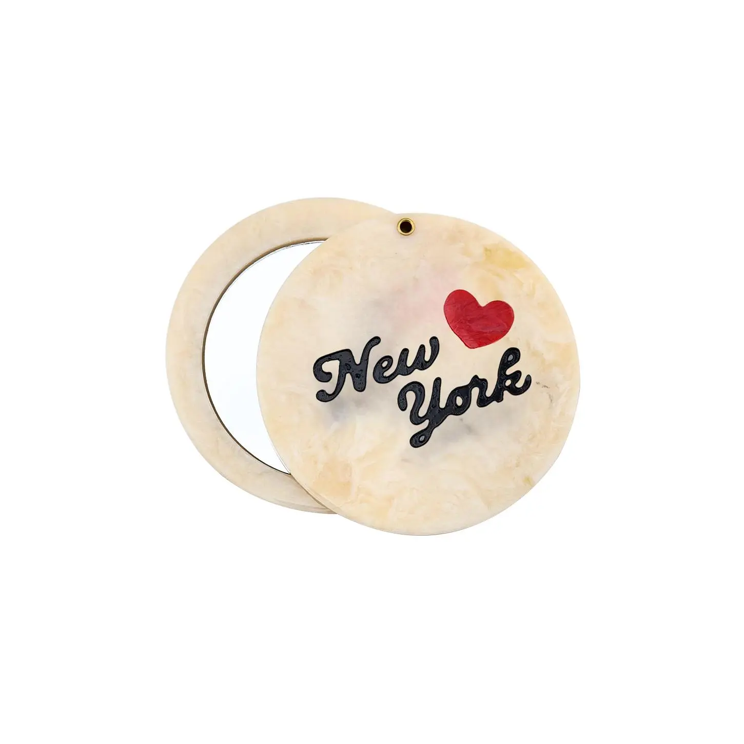 Solar Eclipse Hand-Painted I Love New York Compact Mirror