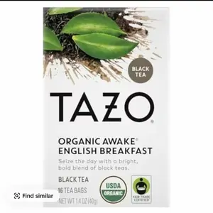 TAZO Organic Awake English Breakfast Black Tea with Caffeine 16 Bags USDA Organic Fair Trade Certified Snack