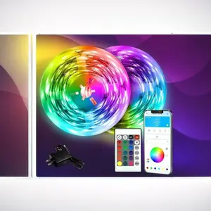 RGB LED Strip Lights 130ft for Bedroom, Desk, Indoor Room Decor, Birthday Gifts with Remote and 24V Power Supply