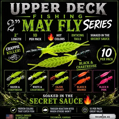 2” May Fly Series Reloaded  10 Per Pack - The hottest Crappie & Pan fish bait you will ever use