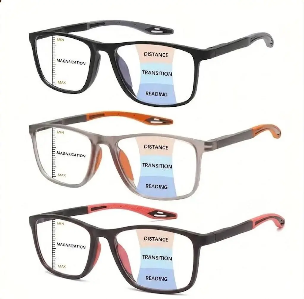 Progressive Multifocal Readers for Women & Men, Blue Light Filtering Reading Glasses, HD Clear Vision Oversized Eyeglasses for Computer, Phone & Daily Use
