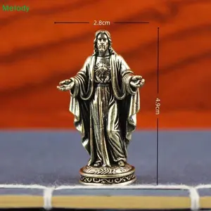 Mini Jesus Statue | 4.9cm Vintage Brass Religious Figurine for Home Decor & Collection