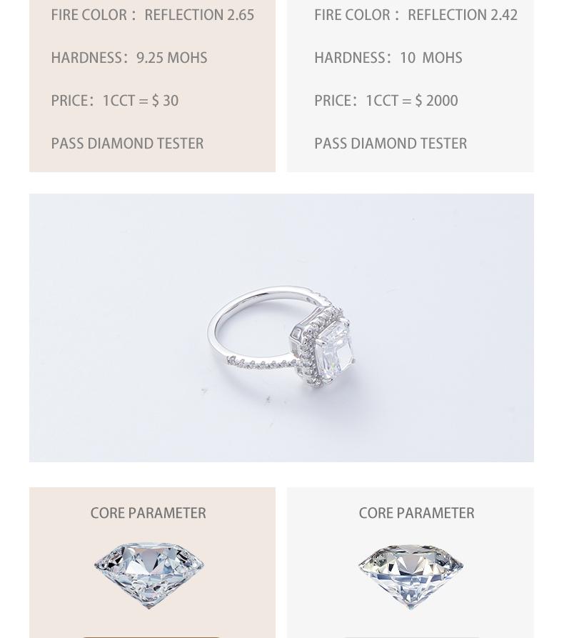 [Venus Jewelry] Lab Created Gemstone Silver 925 Rectangular chamfered personality simple ring