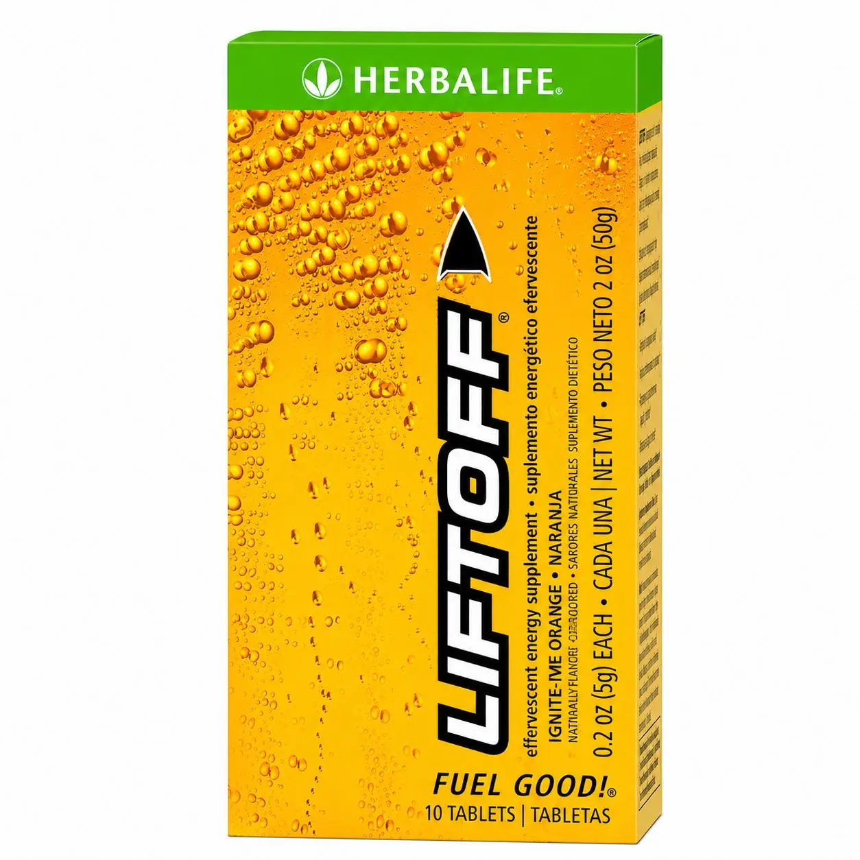 Herbalife Liftoff Ignite Me Orange Effervescent 10 Tablets – Orange Flavor with B Vitamins, Vitamin C & Panax Ginseng