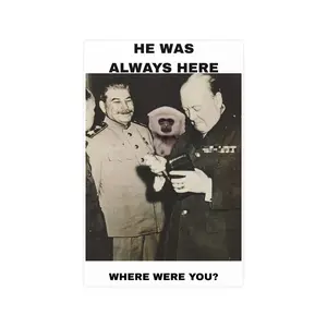 Stalin with Gibbon Poster | Matte Vertical Horizontal Poster, Surreal Political Art