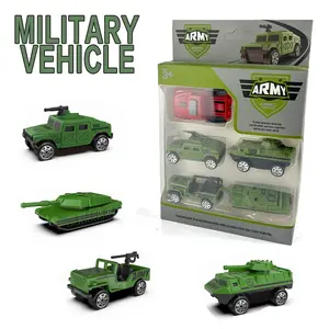 5-Piece Kids Military Tank Toy Set: truck, tank, armored vehicle, cannon, pickup, launcher—great gift.