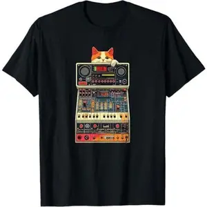 Analog Vintage Synthesizer Cat Lover Electronic Synth T-Shirt