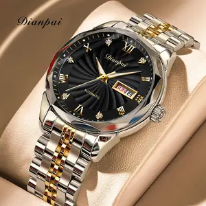 Dianpai Cyclone Series Men's Fully Automatic Mechanical Watch Stainless Steel Week Calendar Men's Night Light Waterproof Fashion Business Watch 6602-4