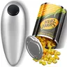 Hand Can Opener - Modern Automatic Electric Metal Kitchen Accessory, Sleek Gray, 1-Touch Open, Smooth Cutting Edge, Easy-To-Turn Handle, Can Openers for Seniors & Those With Arthritis, Fits Most Can Sizes