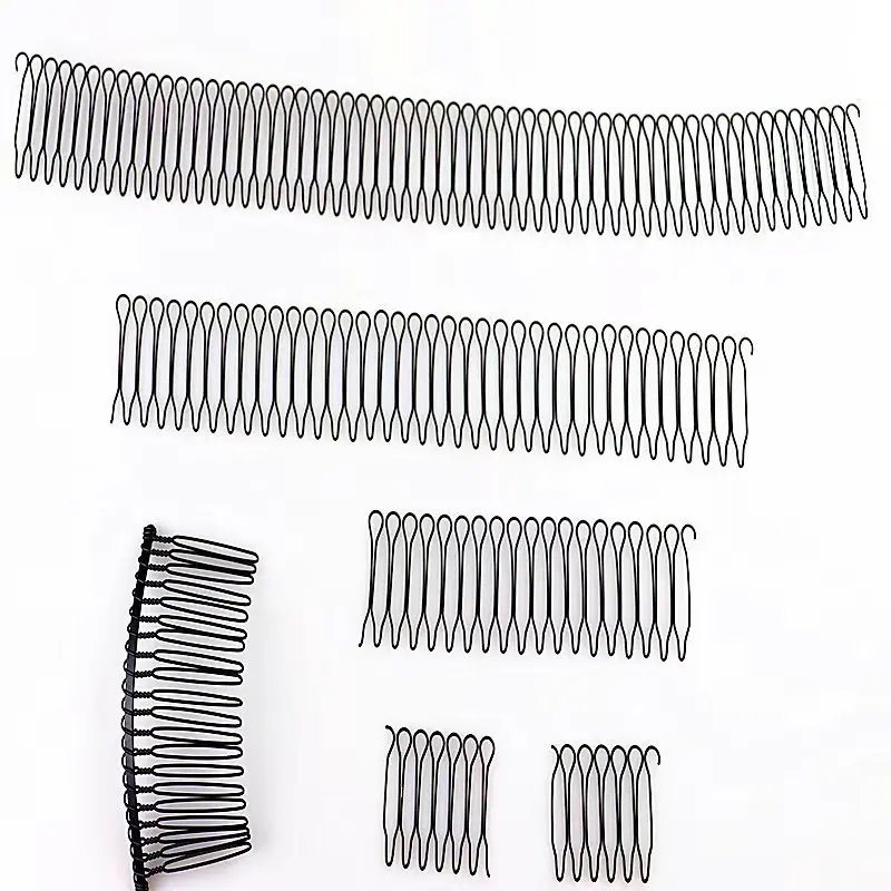 U Shape Hair Finishing Fixer Comb 6 Pieces Bobby Bangs Holder Styling Tool Stretchable Pin Wavy Comb Clips Spring Headband Circle Black Bun Hairpins