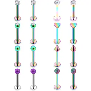 16G Lip Rings for Women Stainless Steel Lip Rings Studs Medusa Labret Monroe Piercing  Tragus Helix Cartilage Forward Earrings Piercing  for Men 3mm CZ  Lip Ring 8 Pairs