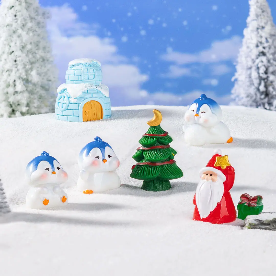 4 Pcs Mini Snowman Figurines, Miniature Snowmen Figurines with Hat Christmas Micro Landscape Ornament for DIY Fairy Garden Decoration