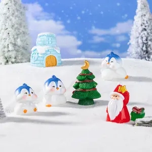 4 Pcs Mini Snowman Figurines, Miniature Snowmen Figurines with Hat Christmas Micro Landscape Ornament for DIY Fairy Garden Decoration