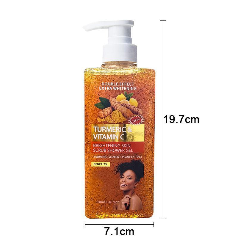 Turmeric Vitamin C Scrub Body Wash 500ml, gently moisturizing and soothing the skin with a long-lasting fragrance