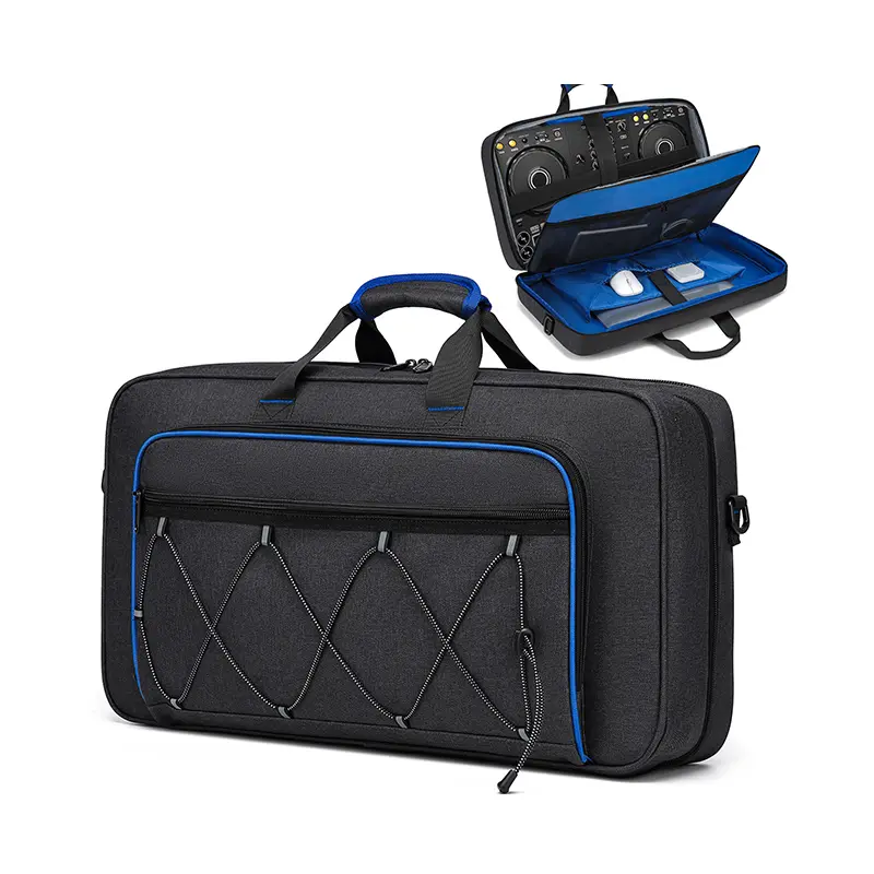 Men's Durable Plain Oxford Cloth Crossbody Messenger Bag - Easy to Carry DJ Equipment Transport Case with Strap, Multi-Compartment, Sturdy Zipper, Handle, Organized Layout for Turntable Controllers DDJ-200 DDJ-400 REV1 FLX4 SB3 & Gear Accessories Storage