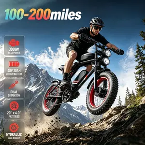 ES2 Electric ,Equipped with an aluminum alloy frame, Full SuspensionSystem,32mph Top Speed,Peak motor 3000W, Approximate cruising range100-200 Miles,20-lnch All-TerrainTires,  cool and stylish sport ebikes budget bikes g