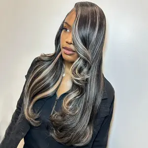 Atari 13x6 Lace Frontal Balayage blonde Human Hair Wigs Colored 27 Stripe HD Lace Front Wig 180 Density Transparent Higlights Pre Plucked Remy Hair Wig