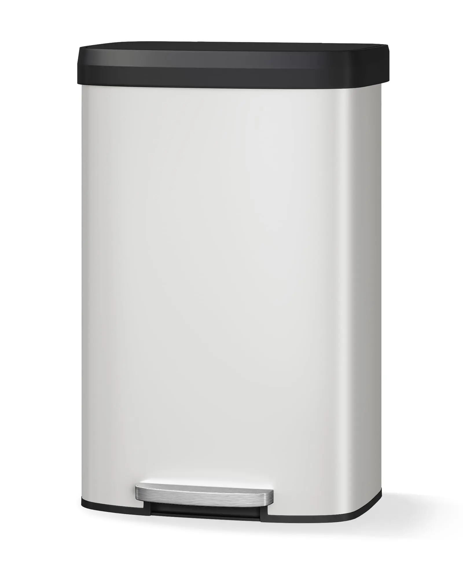21 Gallon (80L) in Home Metal Recycling Bin Kitchen Stainless Steel Recycling Bin with Liner Rim, Rear Handle, for Office Home Kitchen Garbage,White