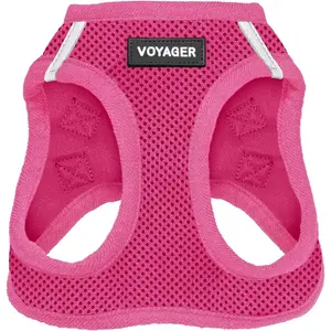 Voyager Step-in Air Harness - All Weather Mesh, Reflective, No Pull Harness for Dogs, Cats - Secure with Hook & Loop Fastener, Buckle, Double D-Rings - Fuchsia, S