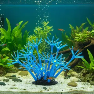 Glow in The Dark Aquarium Plants, Underwater Glowing Decor, Realistic Silicone Water Grass for Fish Tank, Safe Non-Toxic Bending-Proof Artificial Seaweed for Tropical Fish Tank Landscape, Auto Luminescent.