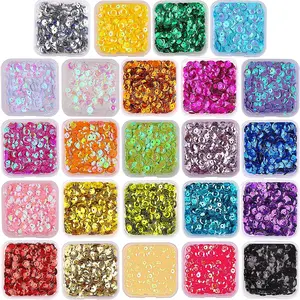 DIYASY 45000 Pcs Mini 4MM Sequins for Crafts – 24 Colors round Cup Embroidery Sequins with Hole