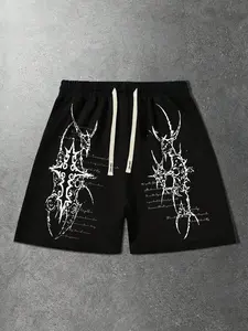 Men's Letter Print Drawstring Waist Shorts, Comfortable Fashion Design, Casual Wear, Ideal Gift for Him, All Seasons