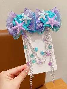 Mermaid Starfish Shell Hair Clips, Children Princess Pearl Fringe Barrettes, Girls Lolita Hair Accessories, Beach Vacation Hairstyles