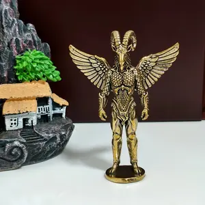 Vintage Brass Winged Lamb God Sculpture, Armor Magic Sheep Desk Decor, Creative Home Car Desktop Ornament, Hot Selling Art Piece