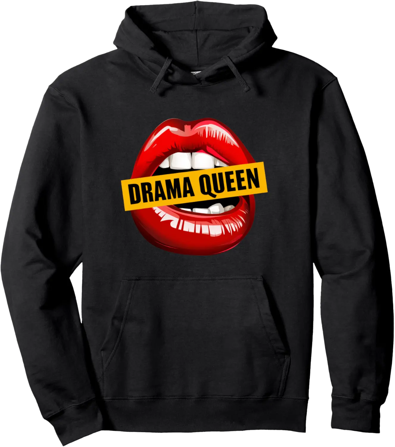Drama Queen Lips Illustration Pullover Hoodie - Ananavar Shop 76B0DFCLCF64