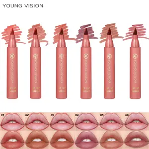 Young Vision Lip Liner Liquid Pen, 6 Colors Available, Long-Lasting Matte Finish, Smudgeproof, Non-Stick Cup, 100ML, No Flammable Aerosol, Lipliner