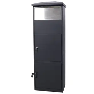 Hardware Large Package Delivery Parcel Mail Drop Box for Porch, Floor Lockable Drop Slot Mail Box with Parcel Compartment, Black